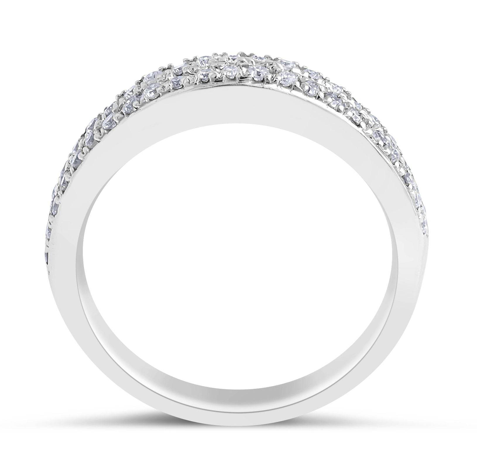 Double Row Diamond Wedding Band (3.80MM) Pave Setting In 18K White Gold - DG & Co. Jewellery