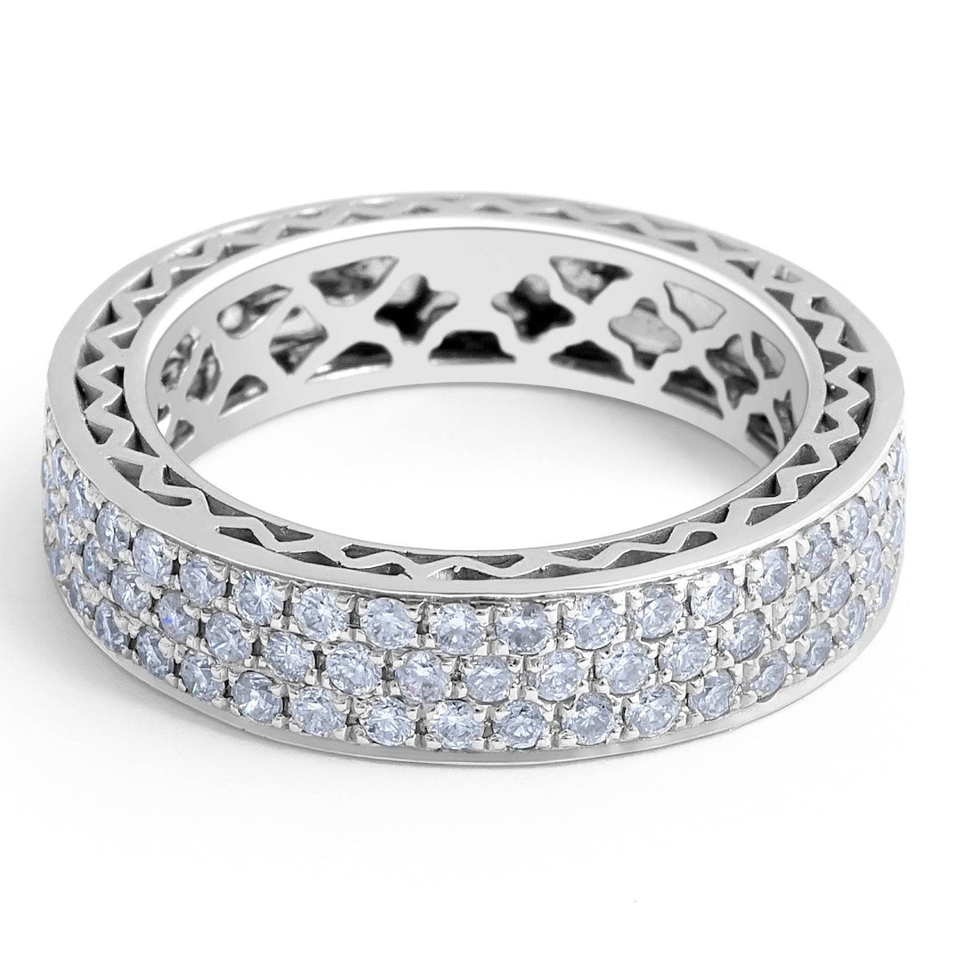 Anniversary 3 Row Full Setting Diamond Wedding Band In Micro Pave Setting - DG & Co. Jewellery