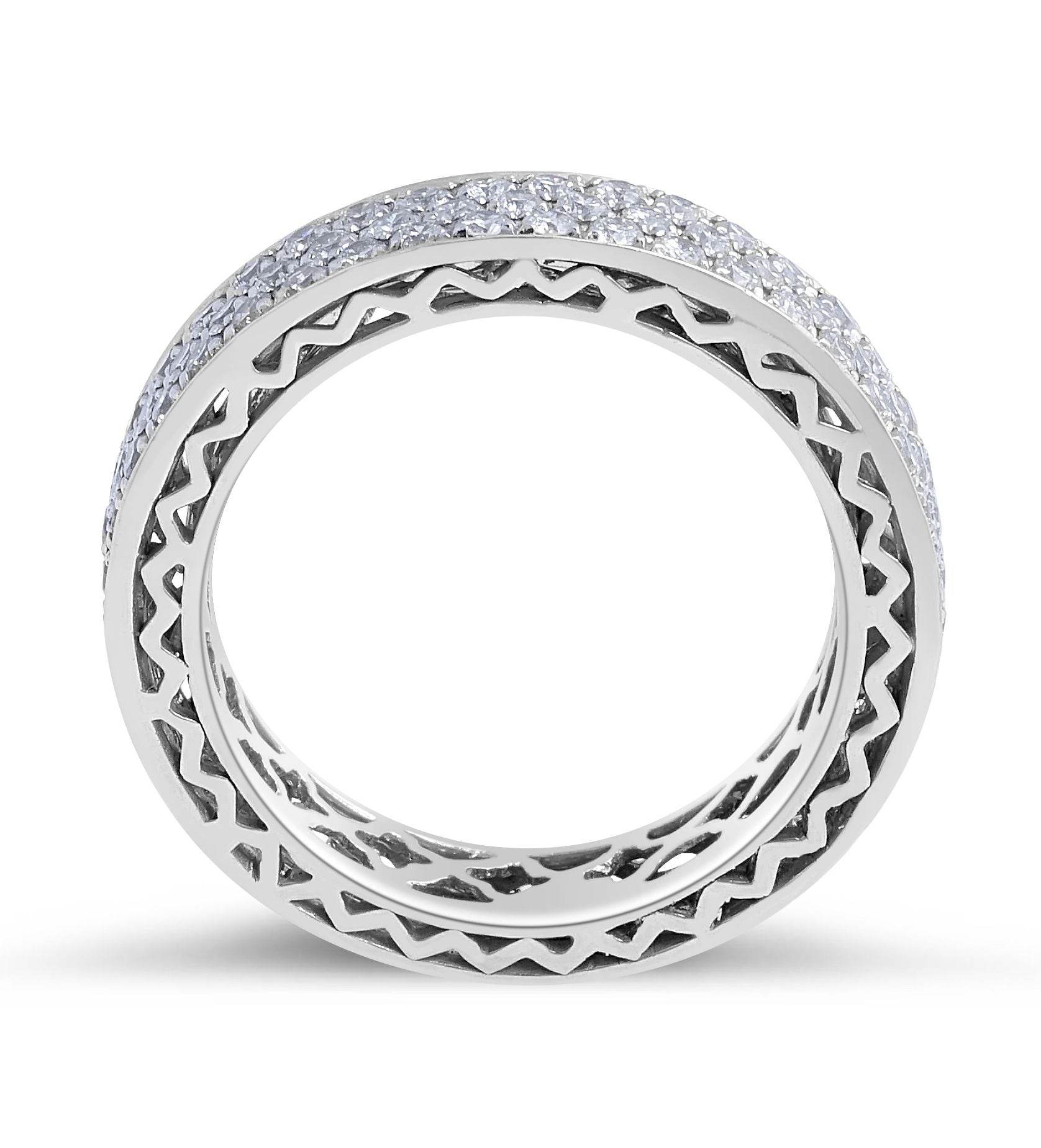 Anniversary 3 Row Full Setting Diamond Wedding Band In Micro Pave Setting - DG & Co. Jewellery