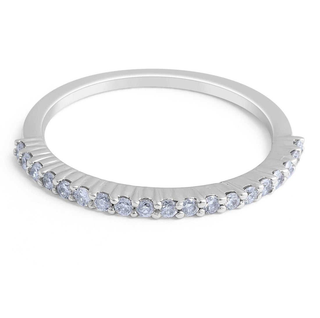18K White Gold Diamond Wedding Band in a Share Prong Setting - DG & Co. Jewellery