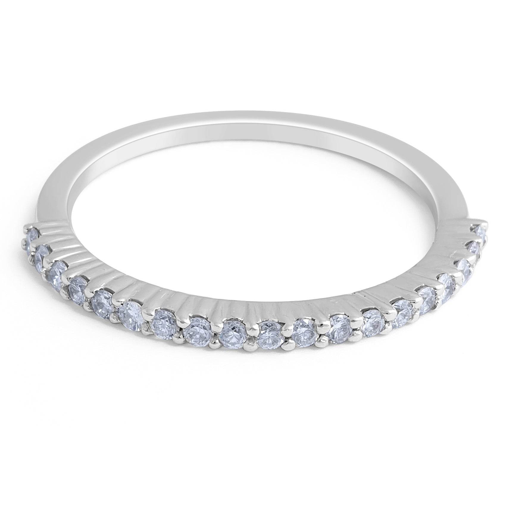 18K White Gold Diamond Wedding Band in a Share Prong Setting - DG & Co. Jewellery