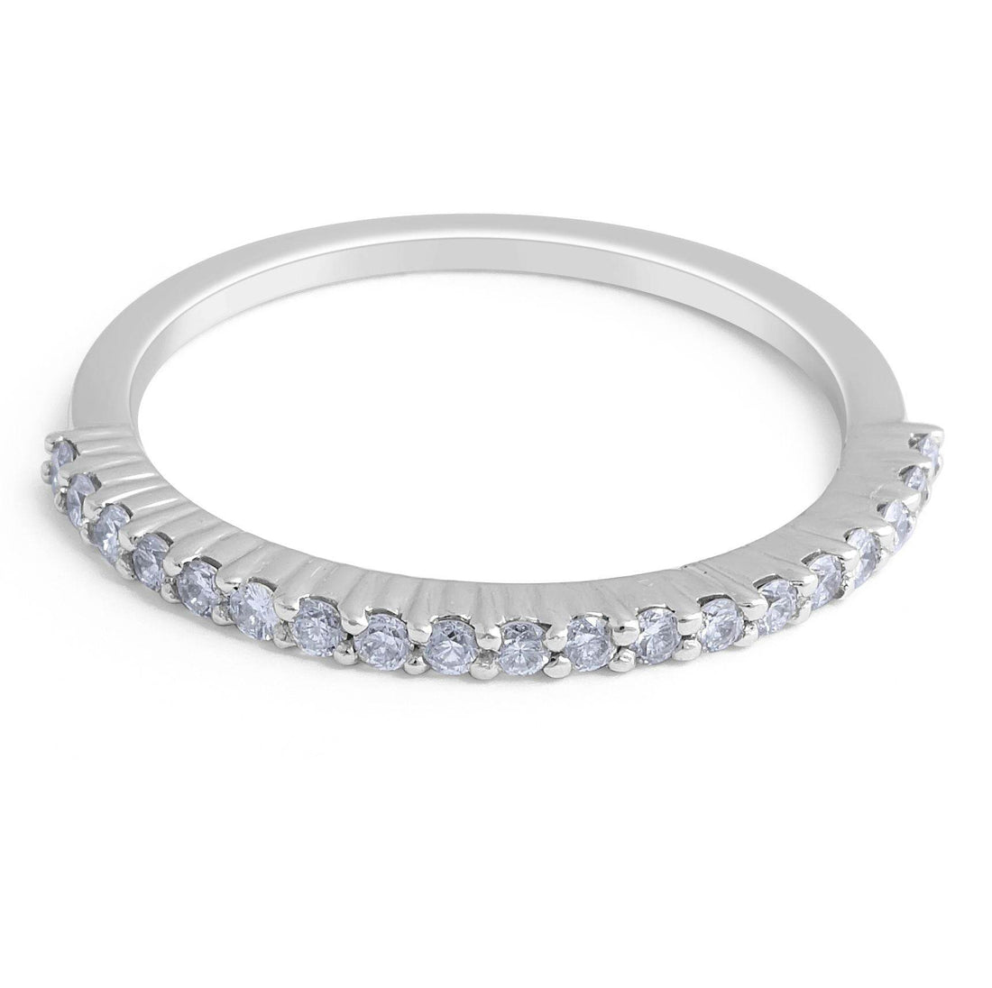 18K White Gold Diamond Wedding Band in a Share Prong Setting - DG & Co. Jewellery