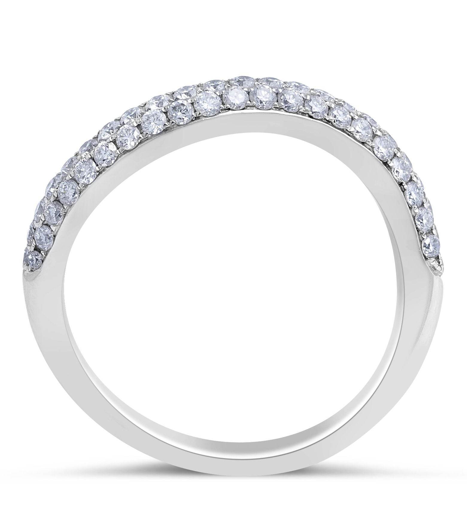 18 Karat White Gold Diamond Wedding Band Double Row Micro Pave Setting - DG & Co. Jewellery