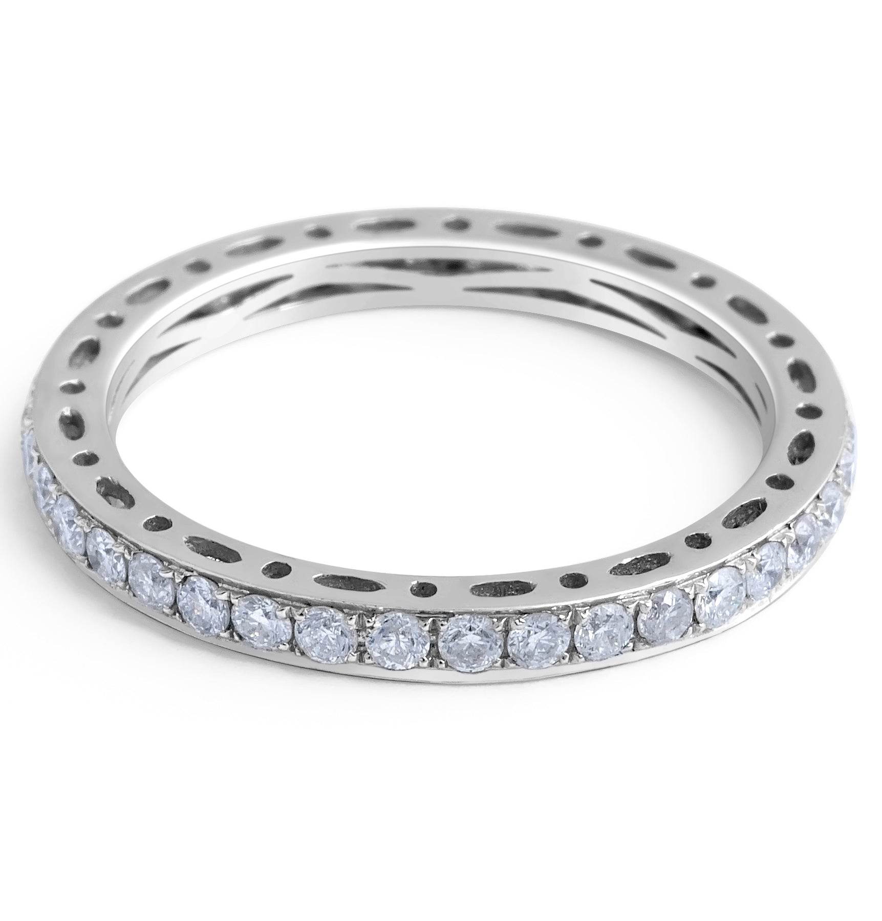 Eternity Wedding Band All Around Diamond Pave Setting In 18K White Gold - DG & Co. Jewellery