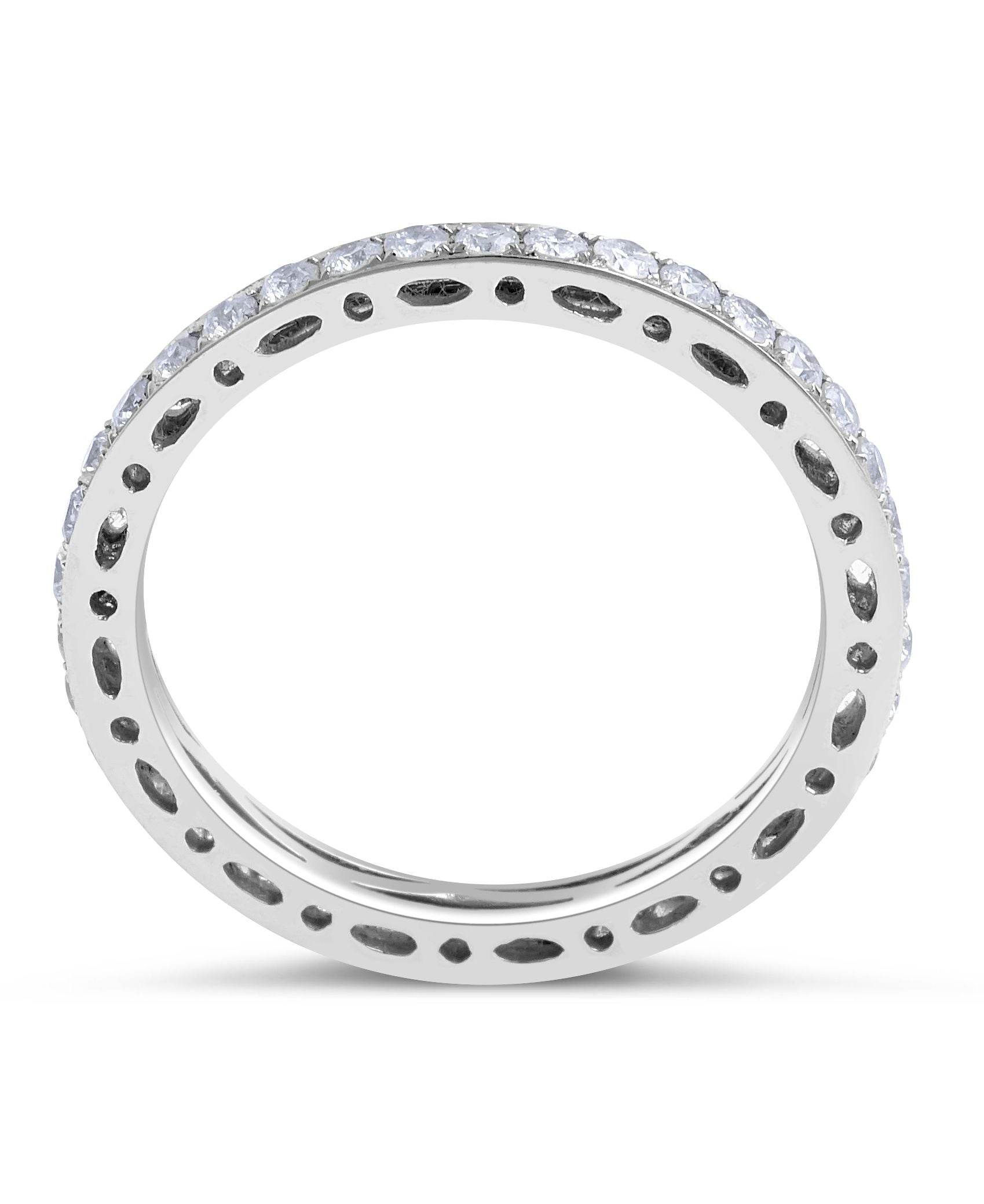 Eternity Wedding Band All Around Diamond Pave Setting In 18K White Gold - DG & Co. Jewellery