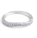 Vintage Style Curved Engraved Diamond Wedding Band Milgrain Setting In18K White gold - DG & Co. Jewellery