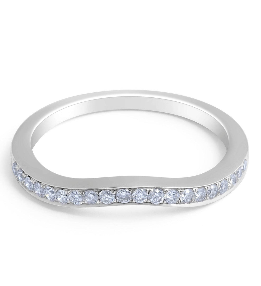 Waved Diamond Wedding Band Pave Setting In 18K White Gold - DG & Co. Jewellery