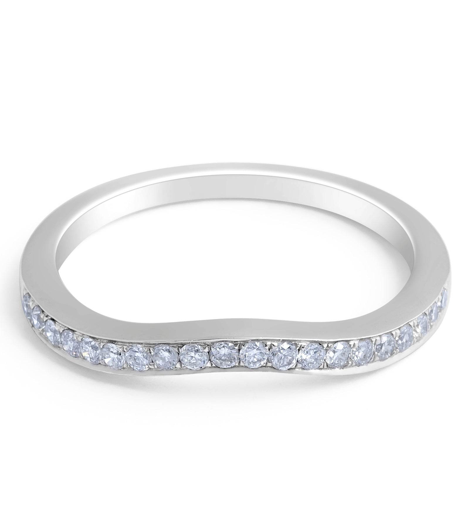 Waved Diamond Wedding Band Pave Setting In 18K White Gold - DG & Co. Jewellery