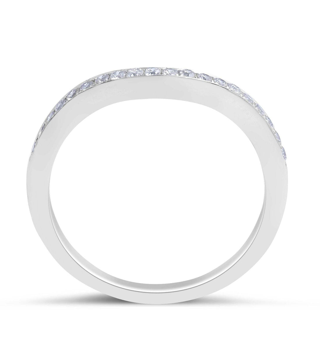 Waved Diamond Wedding Band Pave Setting In 18K White Gold - DG & Co. Jewellery