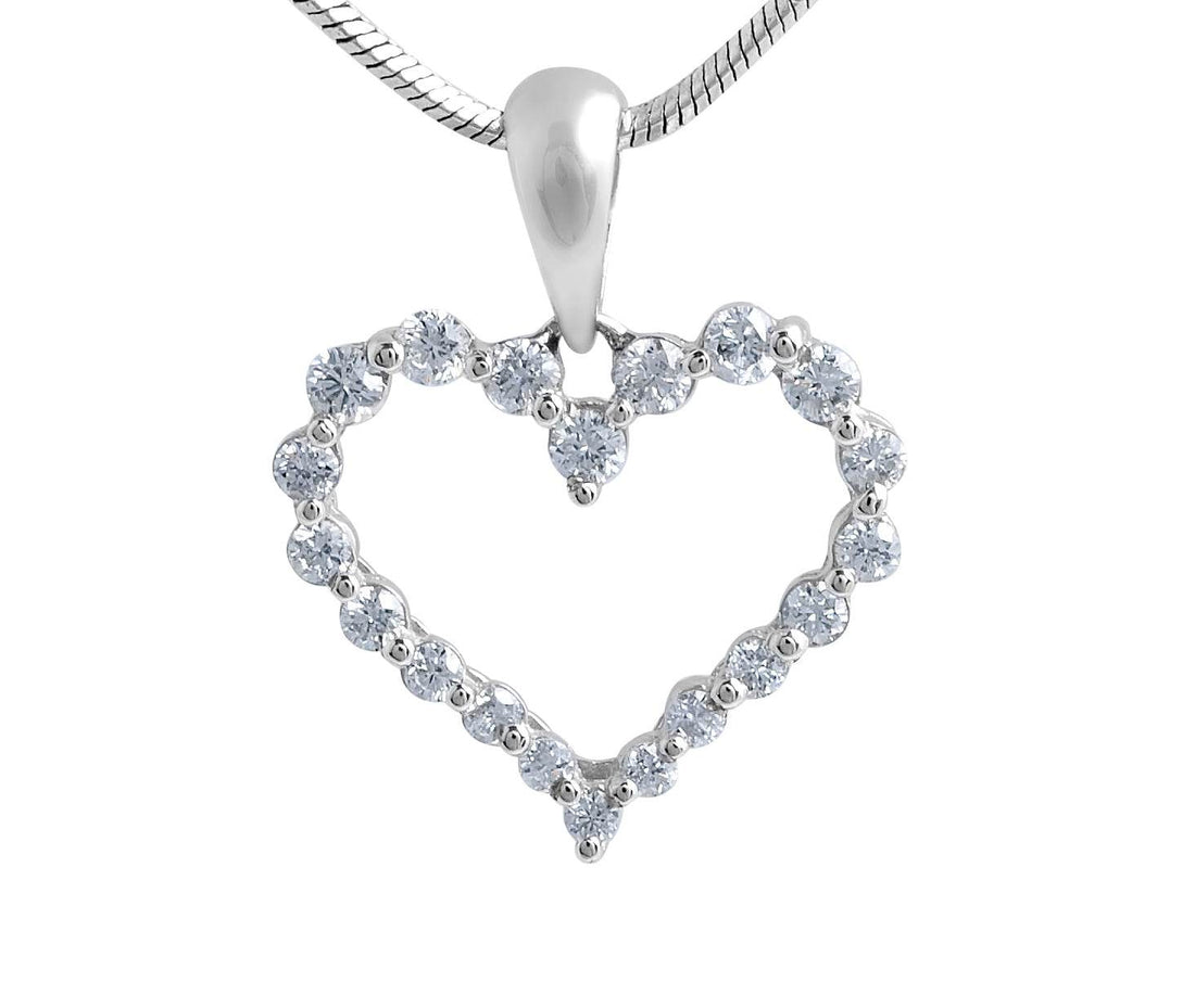 Share Prong Setting Diamond Heart Pendant In 18K White Gold - DG & Co. Jewellery