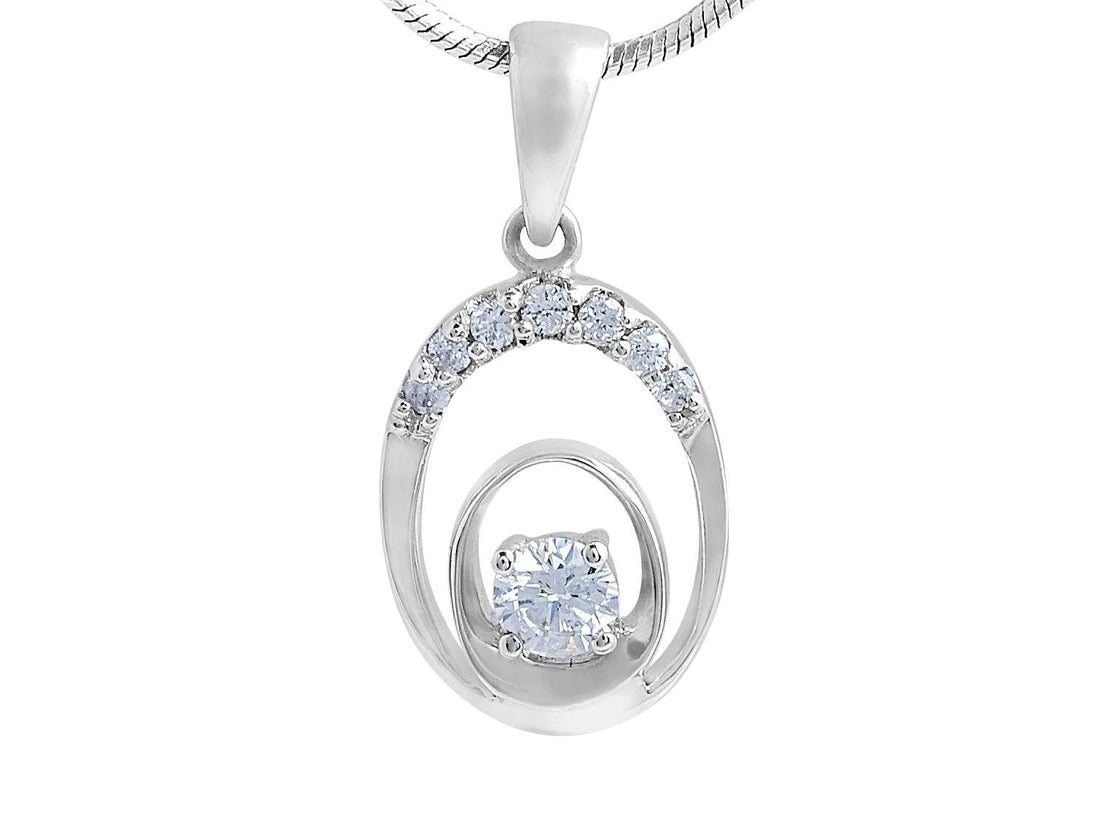 Halo Diamond Solitaire Pendant 4 Claw Setting In 18K White Gold - DG & Co. Jewellery