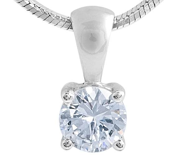Solitaire Diamond Pendant 4 Prong Setting In 18K White Gold - DG & Co. Jewellery