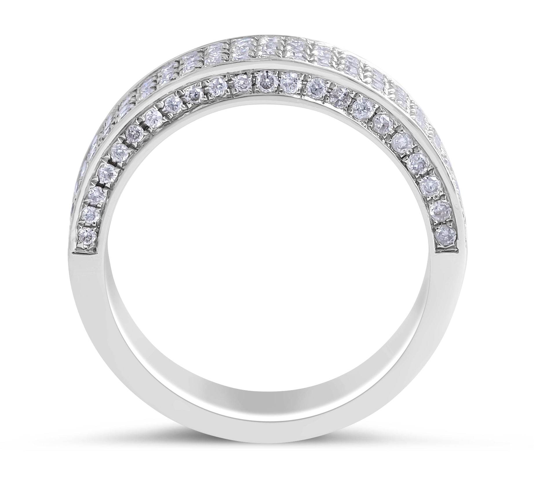 18 Karat White Gold Classic Diamond Wedding Band 4 Row Pave Setting - DG & Co. Jewellery