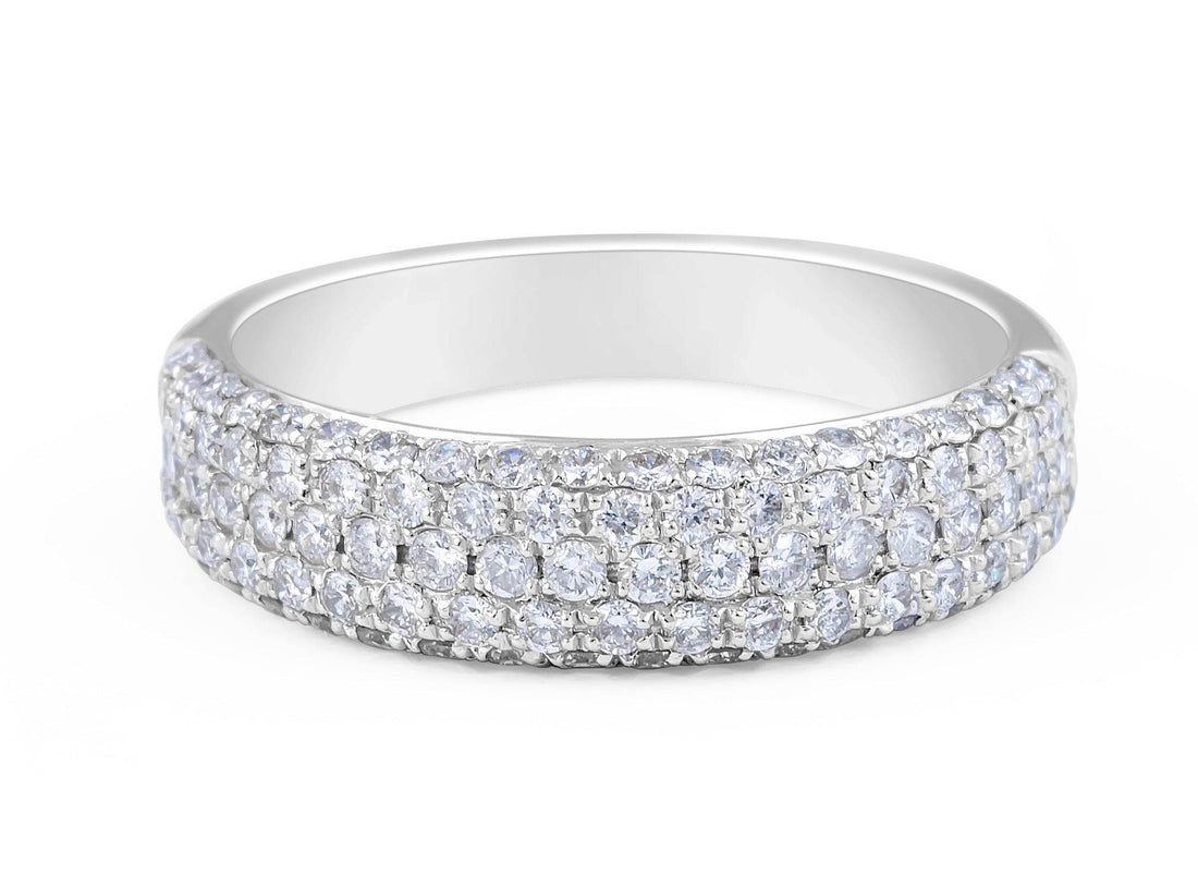 5 Row Pave Setting Diamond Wedding Band In 18K White Gold - DG & Co. Jewellery