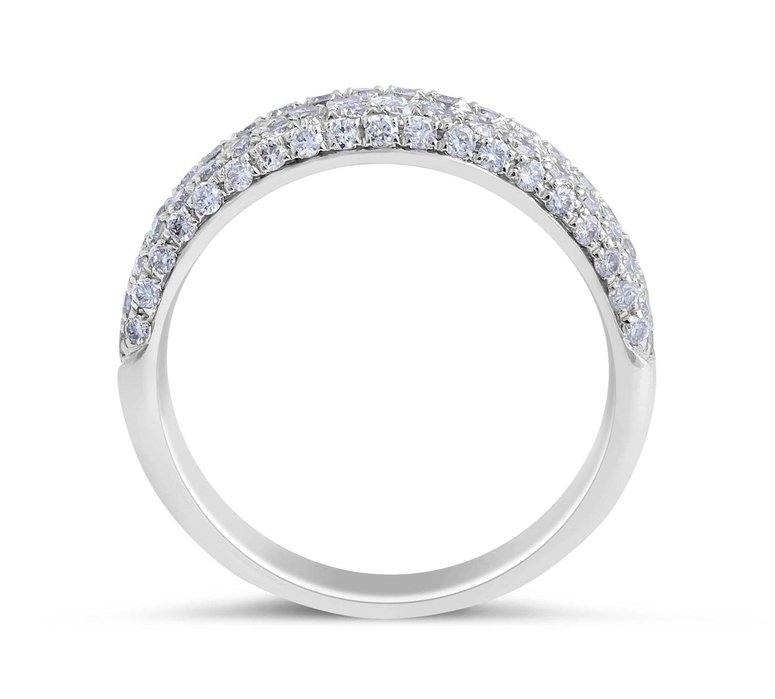 5 Row Pave Setting Diamond Wedding Band In 18K White Gold - DG & Co. Jewellery