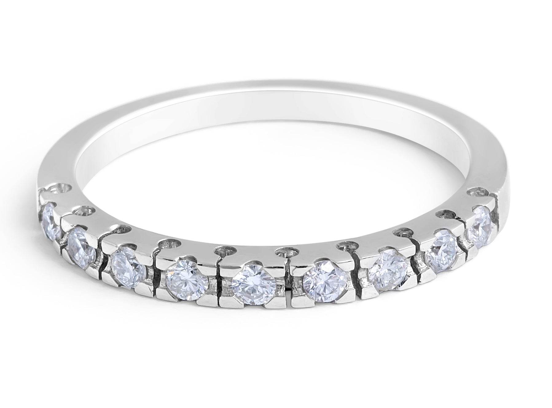 9 Stones Classic Diamond Wedding Band Claw Setting In 18K White Gold - DG & Co. Jewellery