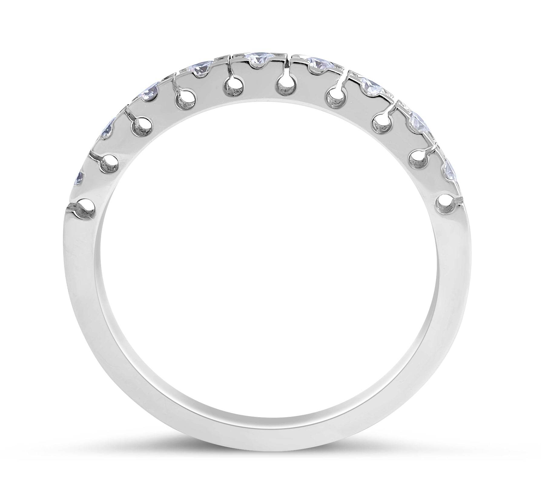 9 Stones Classic Diamond Wedding Band Claw Setting In 18K White Gold - DG & Co. Jewellery