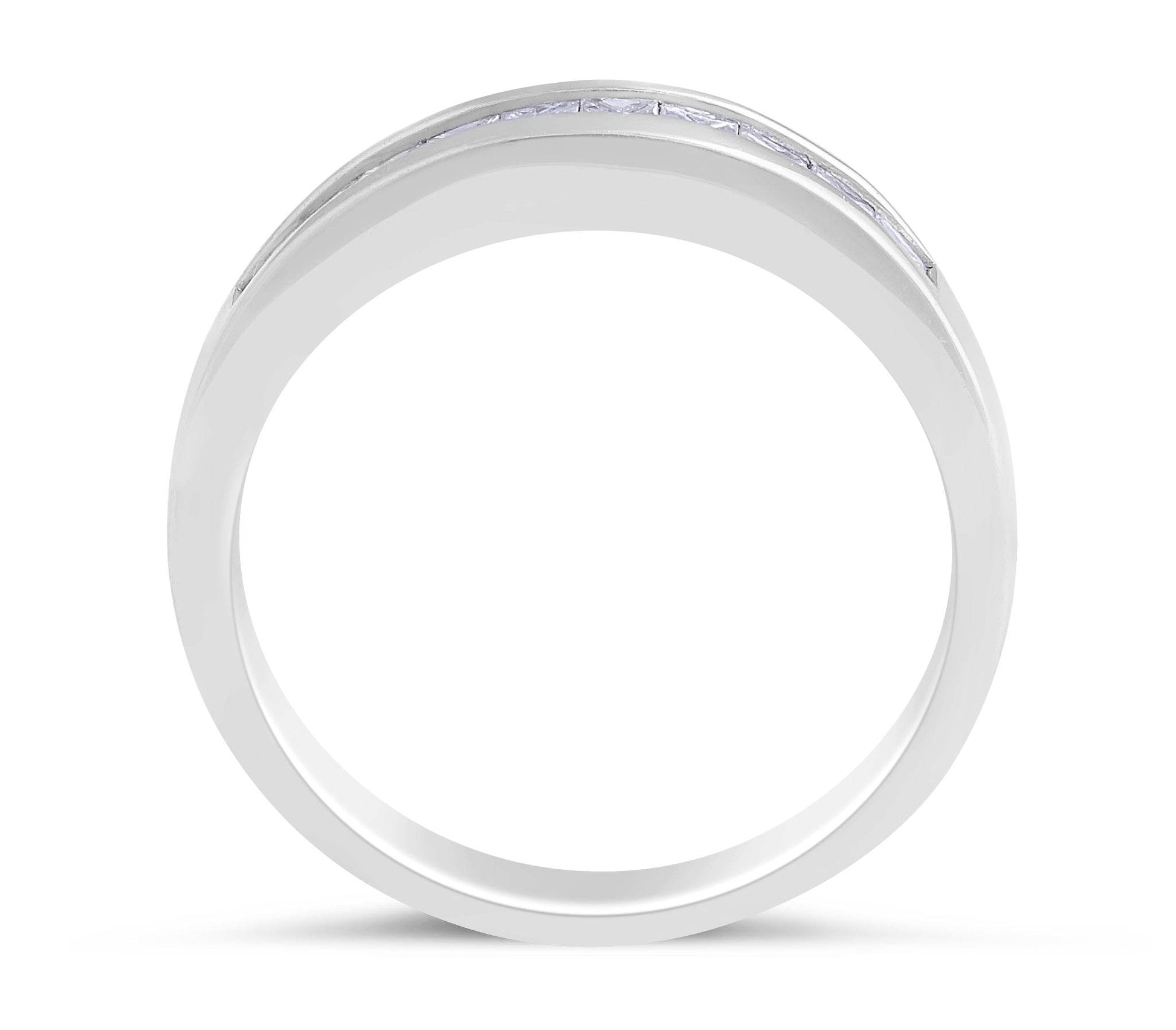 Princess Cut 10 Stones Diamond Wedding Band Channel Setting In 18K White Gold - DG & Co. Jewellery