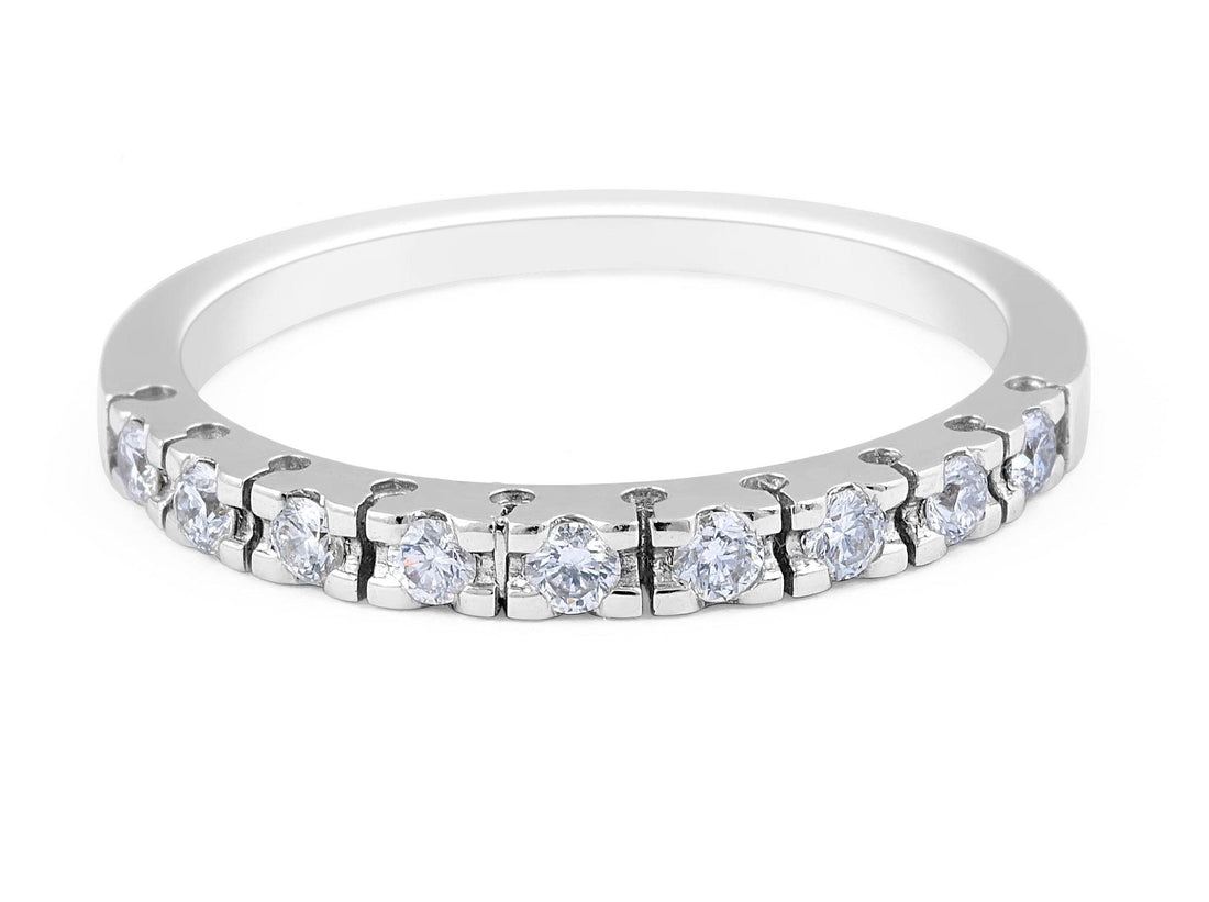 18 Karat White Gold Traditional claw set diamond Wedding Band - DG & Co. Jewellery