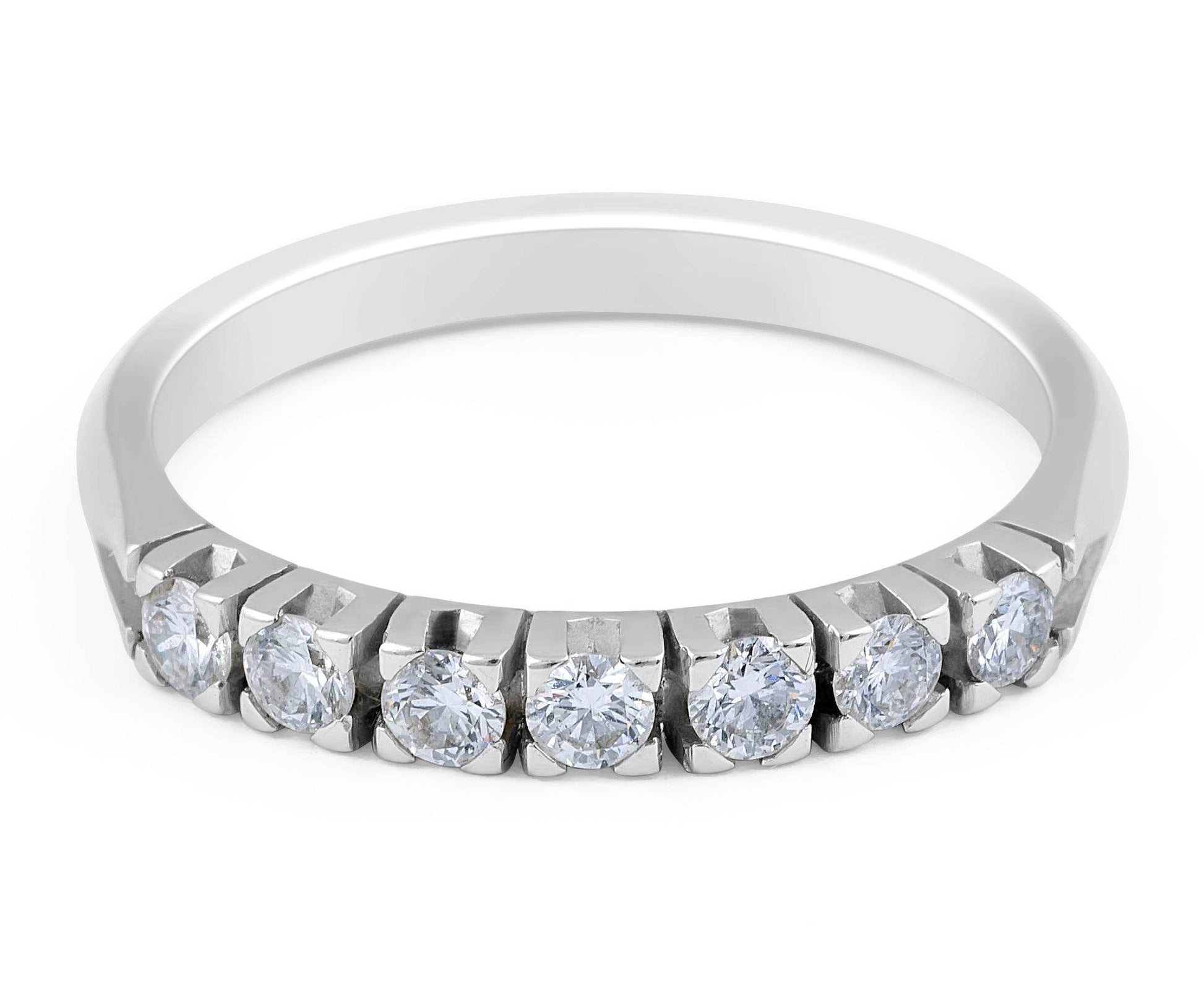 7 Stones Diamond Wedding Band 4 Claw Setting In 18K White Gold - DG & Co. Jewellery