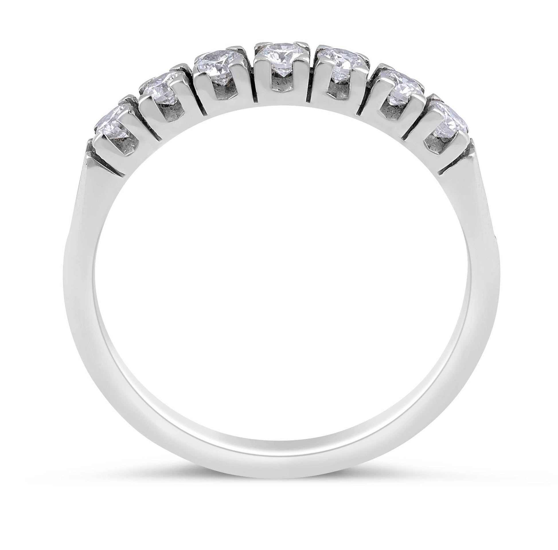 7 Stones Diamond Wedding Band 4 Claw Setting In 18K White Gold - DG & Co. Jewellery