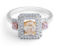 Pink and Yellow Diamond Double Halo Ring Pave Setting In 18K White Gold - DG & Co. Jewellery