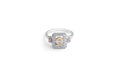 Pink and Yellow Diamond Double Halo Ring Pave Setting In 18K White Gold - DG & Co. Jewellery