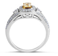 Fancy Yellow Cushion Diamond Halo Ring in 18 Karat White Gold - DG & Co. Jewellery