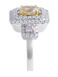 Pink and Yellow Diamond Double Halo Ring Pave Setting In 18K White Gold - DG & Co. Jewellery