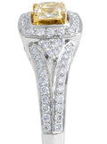 Fancy Yellow Cushion Diamond Halo Ring in 18 Karat White Gold - DG & Co. Jewellery