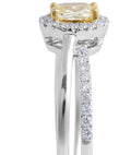 Fancy Yellow Oval Diamond Halo Ring with Split Bow Shank - DG & Co. Jewellery
