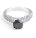 Brilliant Round Cut Black Diamond Engagement Ring in Pave Setting - DG & Co. Jewellery