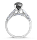Brilliant Round Cut Black Diamond Engagement Ring in Pave Setting - DG & Co. Jewellery