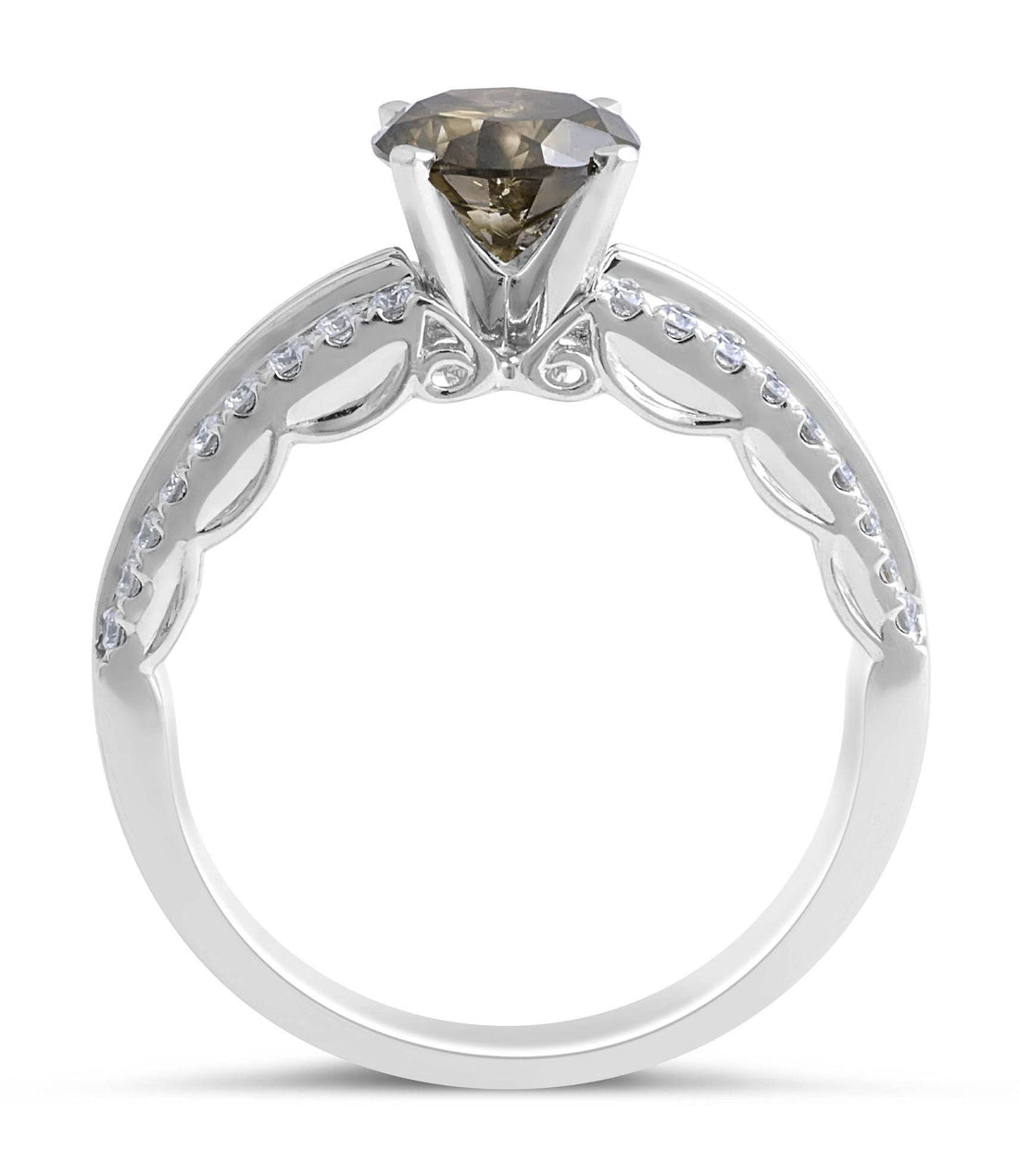 Vintage Style Brilliant Cut Green Diamond Engagement Ring with Pave Setting Side Stone In 18K White Gold - DG & Co. Jewellery