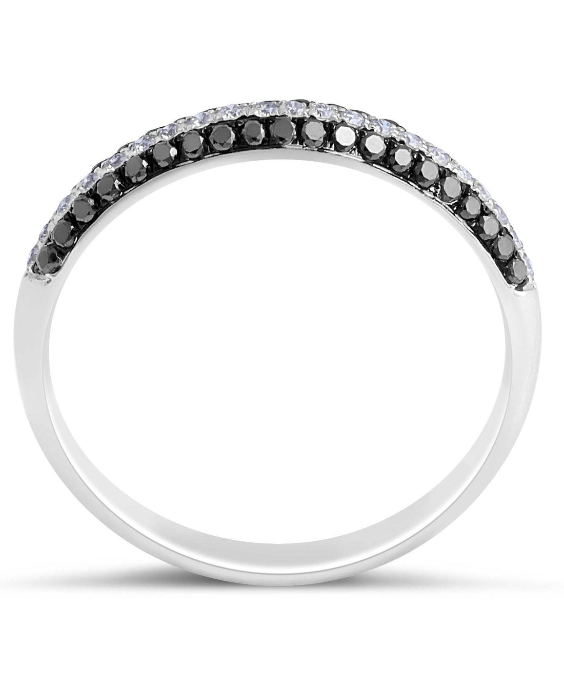 3 Row Black and White Diamond Wedding Band Pave Setting In 18 Karat White Gold - DG & Co. Jewellery