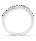 Curved Black And White Diamond Wedding Band In 18K White Gold - DG & Co. Jewellery