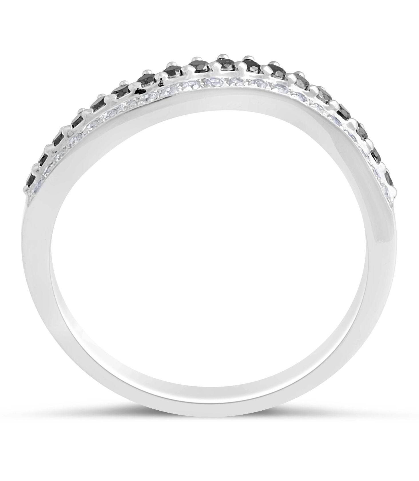 Curved Black And White Diamond Wedding Band In 18K White Gold - DG & Co. Jewellery