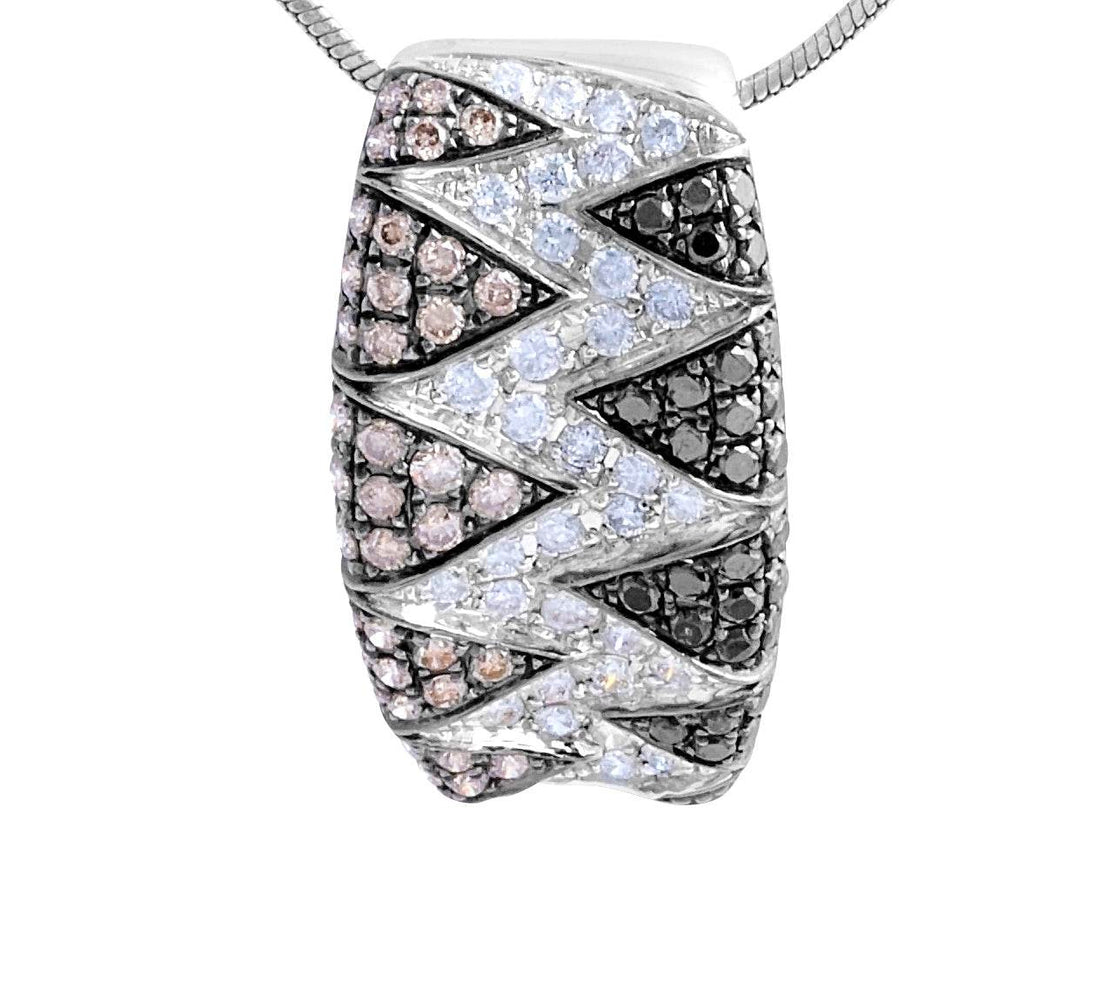 Black and Cognac Diamond Pendent Pave Setting In 14 Karat White Gold - DG & Co. Jewellery