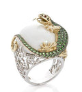 White Onyx Lizard Cocktail Ring with 2 Tone white and yellow gold. - DG & Co. Jewellery