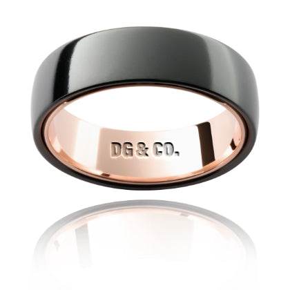 6.50MM 18K Yellow And White Gold Half Round Gents Wedding Band - DG & Co. Jewellery