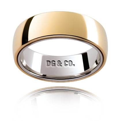 6.50MM 18K Yellow And White Gold Half Round Gents Wedding Band - DG & Co. Jewellery
