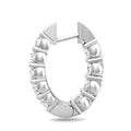 Hoop Diamond Hinged Snap Back Earrings In And Out Share Prong Setting In 18K White Gold - DG & Co. Jewellery