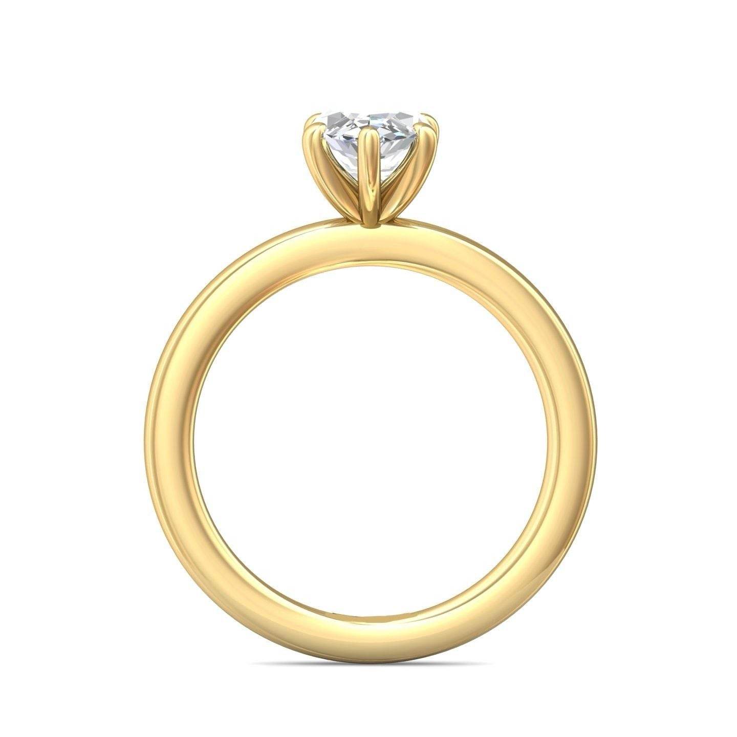 Marquise Cut Solitaire 6 claw setting Diamond Engagement Ring In a Plain Band - 18K Yellow - DG & Co. Jewellery