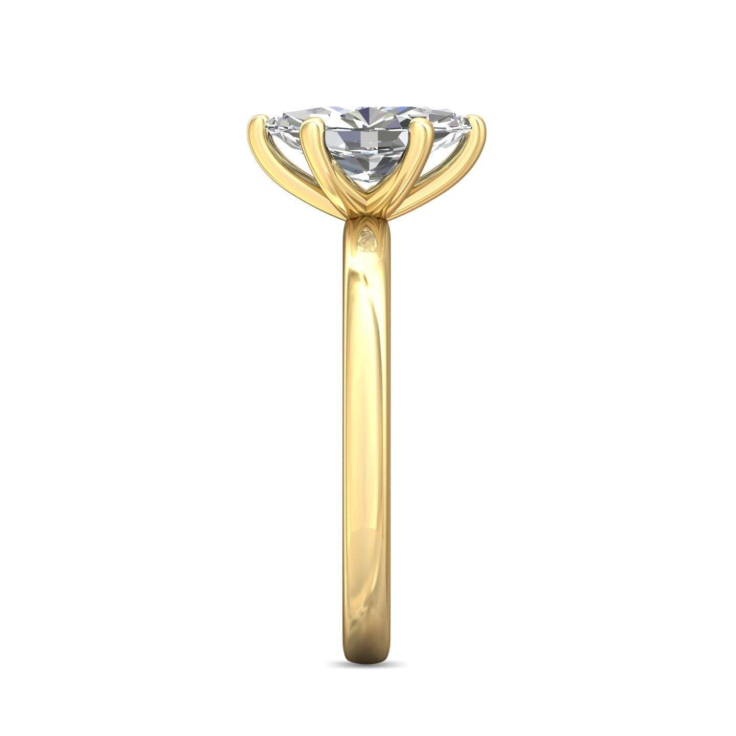 Marquise Cut Solitaire 6 claw setting Diamond Engagement Ring In a Plain Band - 18K Yellow - DG & Co. Jewellery