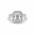 2.00 CT Emerald Cut Halo Diamond Engagement Ring Pave Setting Side stones -18K White - DG & Co. Jewellery