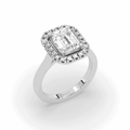 2.00 CT Emerald Cut Halo Diamond Engagement Ring Pave Setting Side stones -18K White - DG & Co. Jewellery