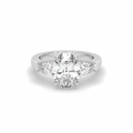 2.00CT Lab Grown Diamonds Oval Cut Centre Pear Shape Cut Side Stone Claw Setting -Platinum - DG & Co. Jewellery