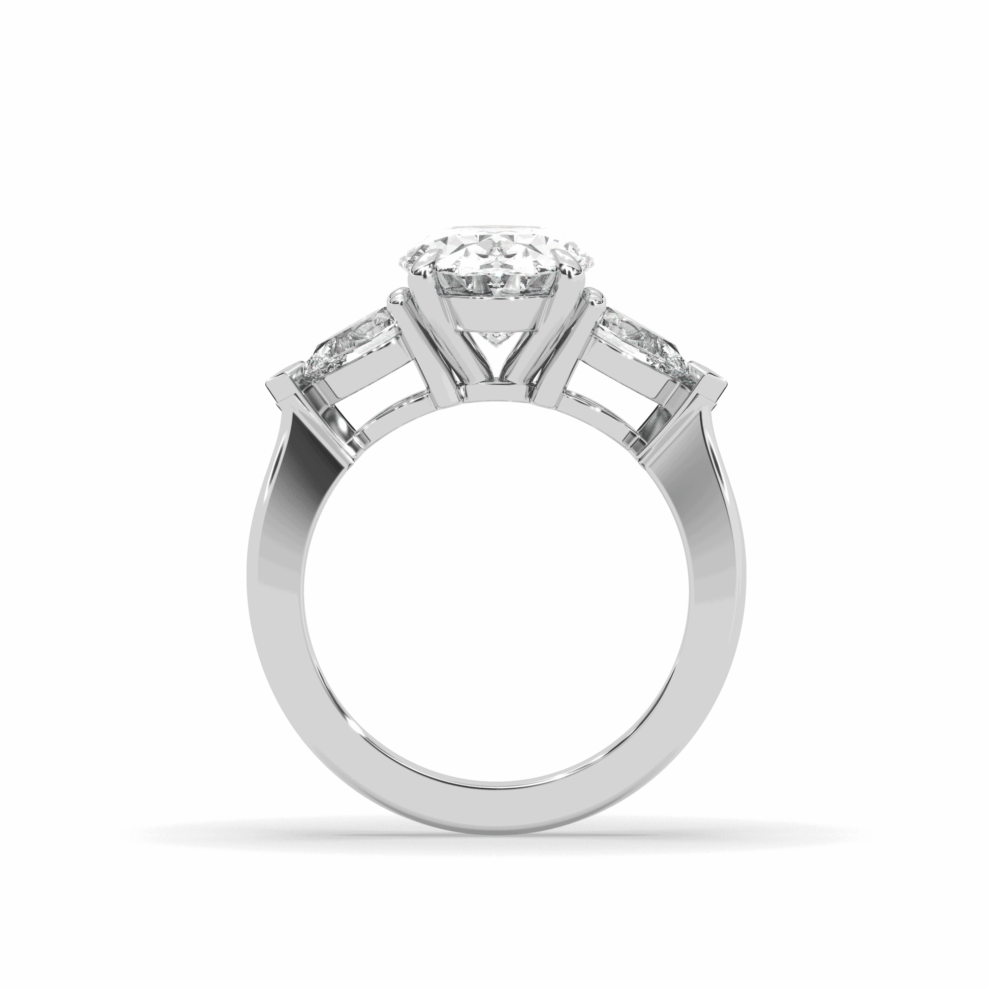 2.00CT Lab Grown Diamonds Oval Cut Centre Pear Shape Cut Side Stone Claw Setting -Platinum - DG & Co. Jewellery