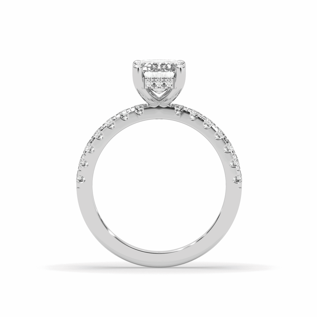 2.00CT Emerald Cut Hidden Halo Pave Setting Diamond Engagement Ring -18K White - DG & Co. Jewellery