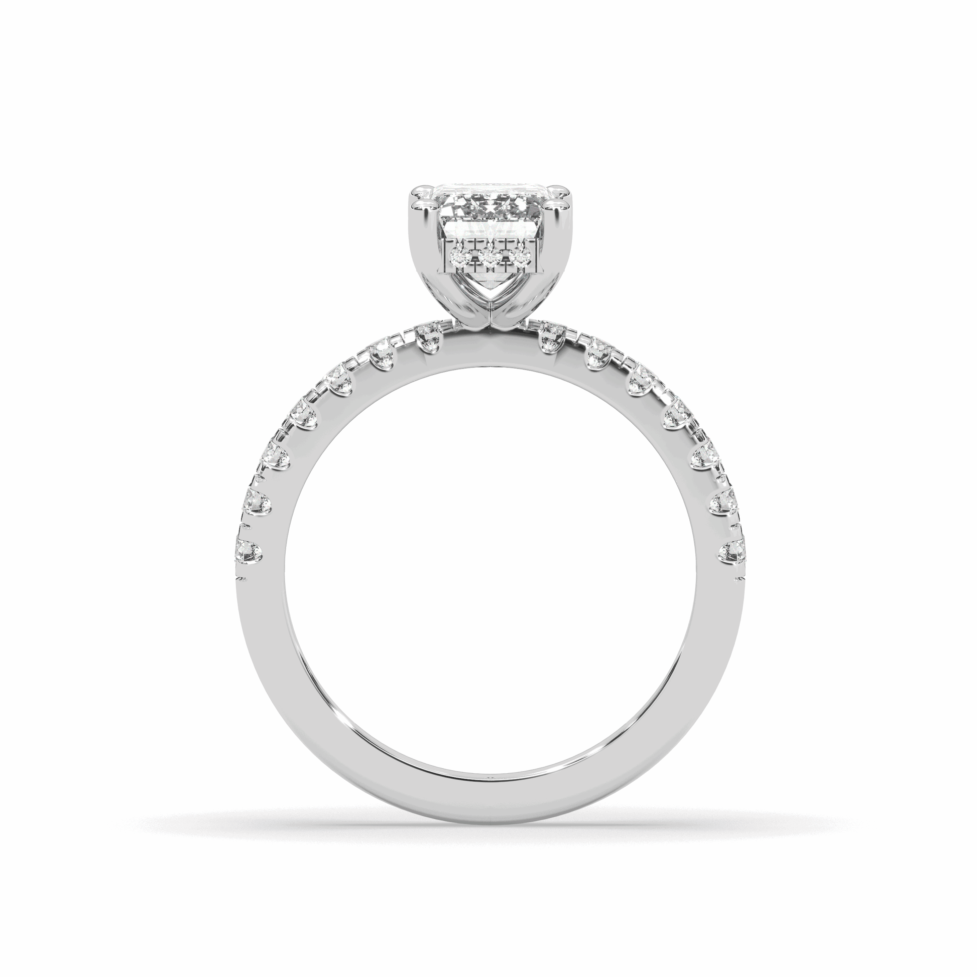 2.00CT Emerald Cut Hidden Halo Pave Setting Diamond Engagement Ring -18K White - DG & Co. Jewellery